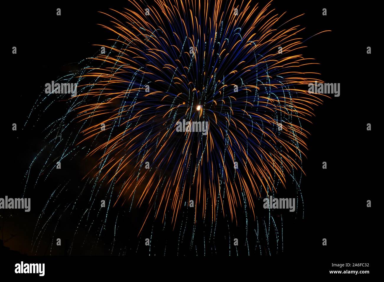 Grand feu d'artifice dans le ciel nocturne Banque D'Images