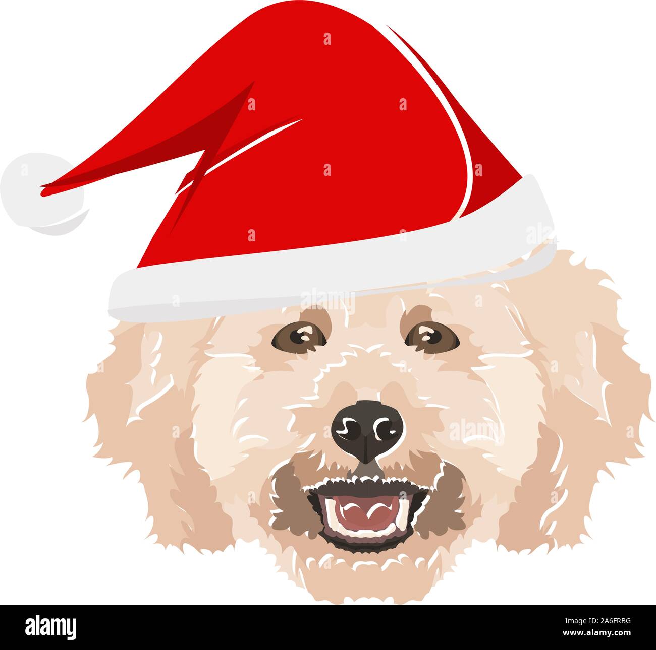 Poodle avec Noël hat - Ce chien est bien agréable par sa contemplative Santa hat. Un motif de Noël pour les propriétaires de chiens. Illustration de Vecteur