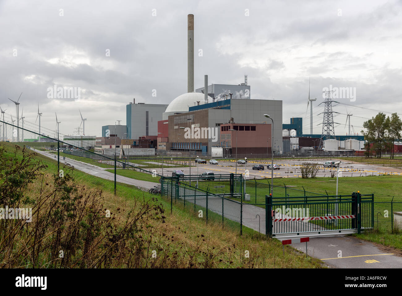 Centrale nucléaire en les Pays-Bas près de Borssele Banque D'Images
