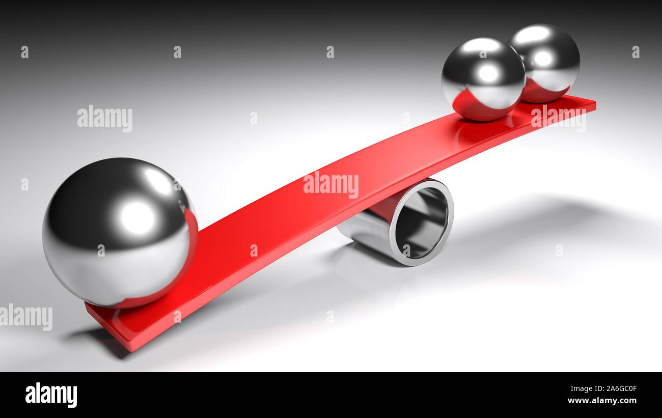 Image concept d'équilibrage chromé - sphères métalliques de rendu 3D illustration Banque D'Images