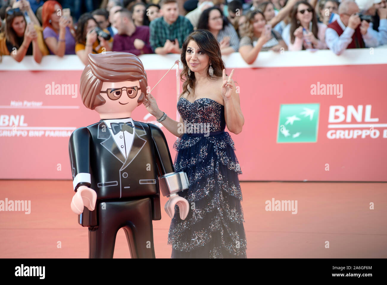 Cristina D'Avena et J-Ax fréquentant le tapis rouge de Playmobil le film à Rome Film Fest 2019 Banque D'Images