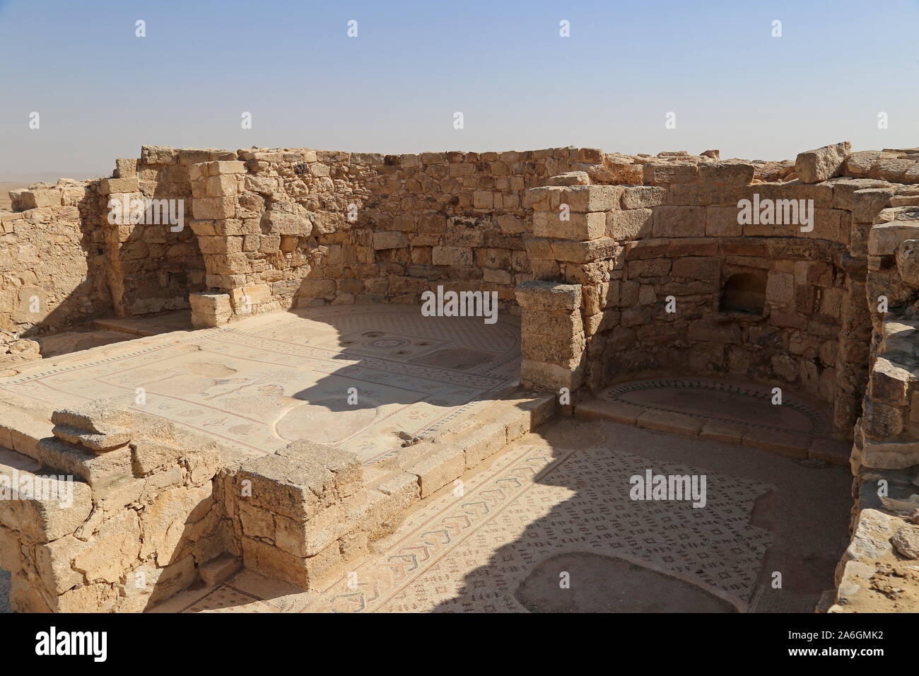 Église des Lions, Umm Ar Rases, période romaine site du patrimoine mondial de l'UNESCO, gouvernorat d'Amman, Jordanie, Moyen-Orient Banque D'Images