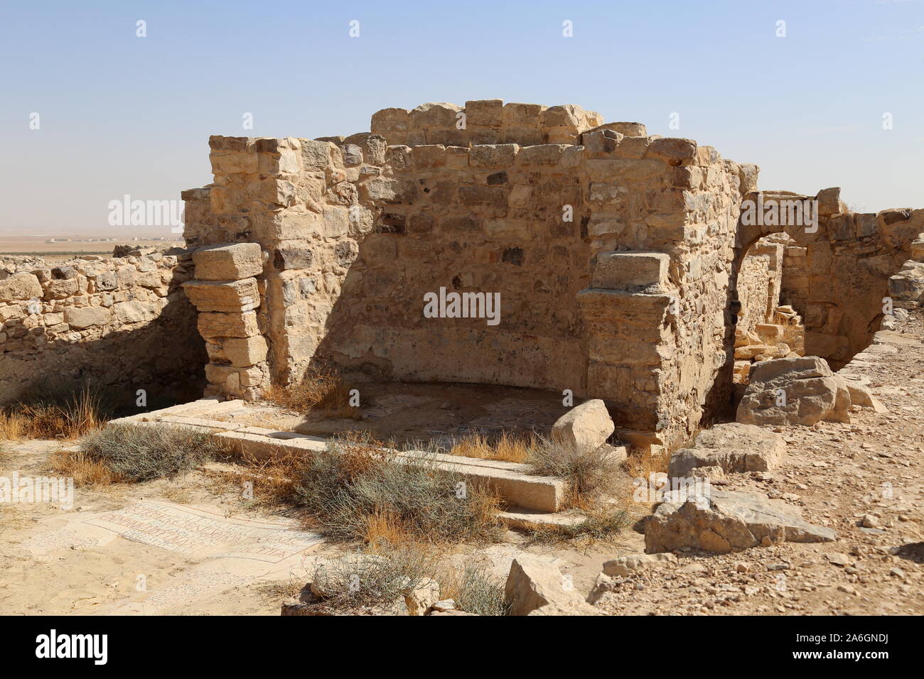 Prêtre Wa'il Church, Umm Ar Rases, période romaine site du patrimoine mondial de l'UNESCO, gouvernorat d'Amman, Jordanie, Moyen-Orient Banque D'Images