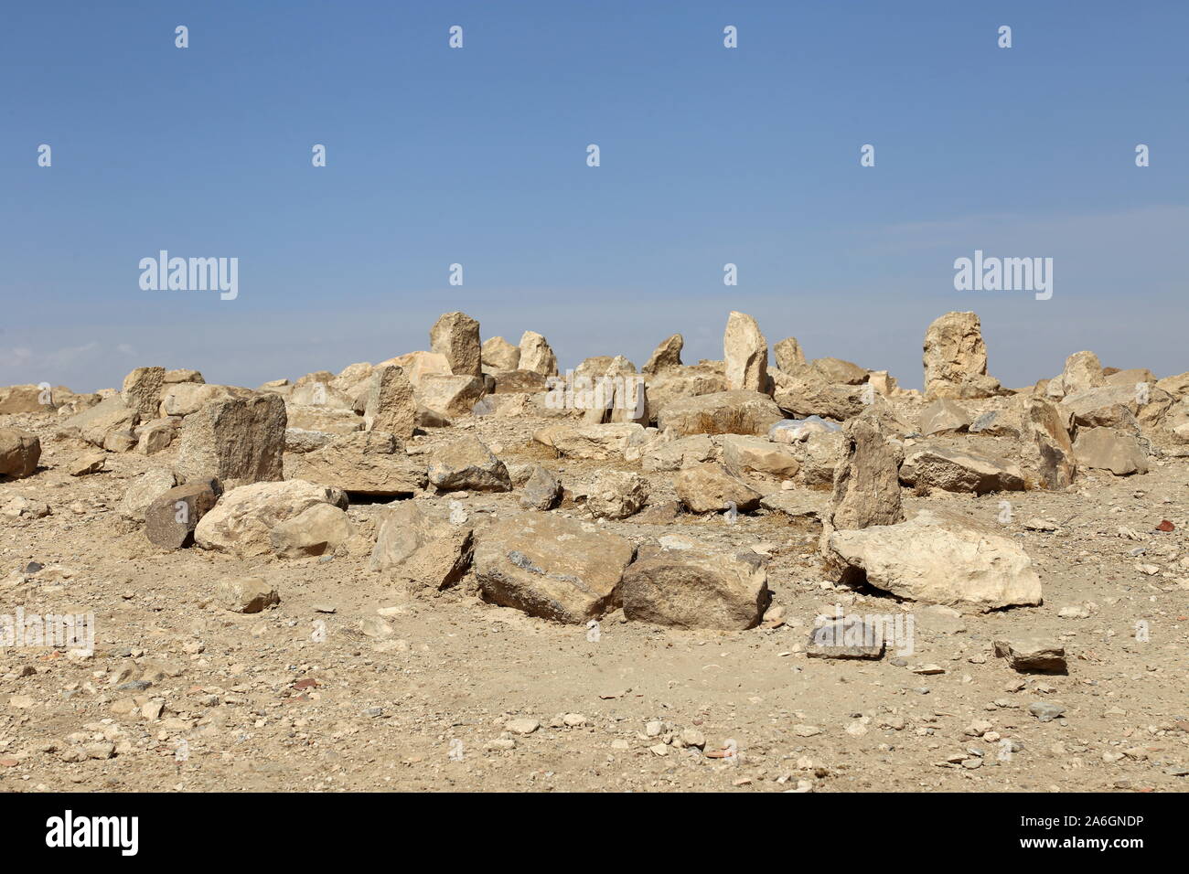 Cimetière islamique, Umm Ar Rases, période romaine site du patrimoine mondial de l'UNESCO, gouvernorat d'Amman, Jordanie, Moyen-Orient Banque D'Images