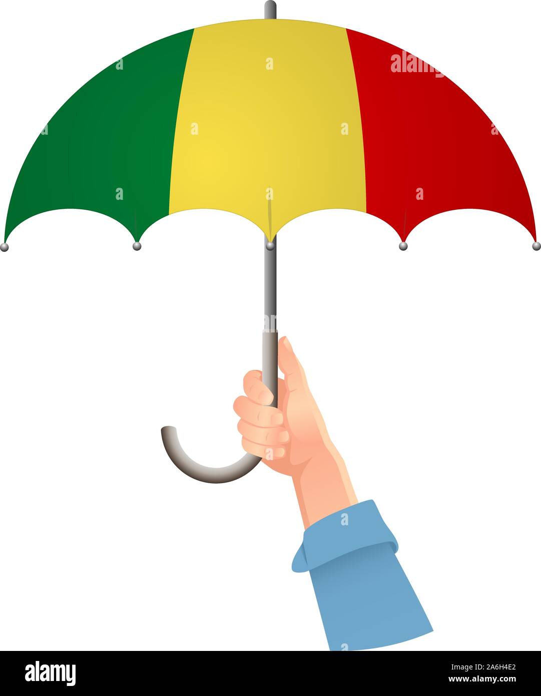 Mali drapeau. Main tenant un parapluie. Concept de sécurité sociale. Drapeau national du Mali vector illustration Illustration de Vecteur