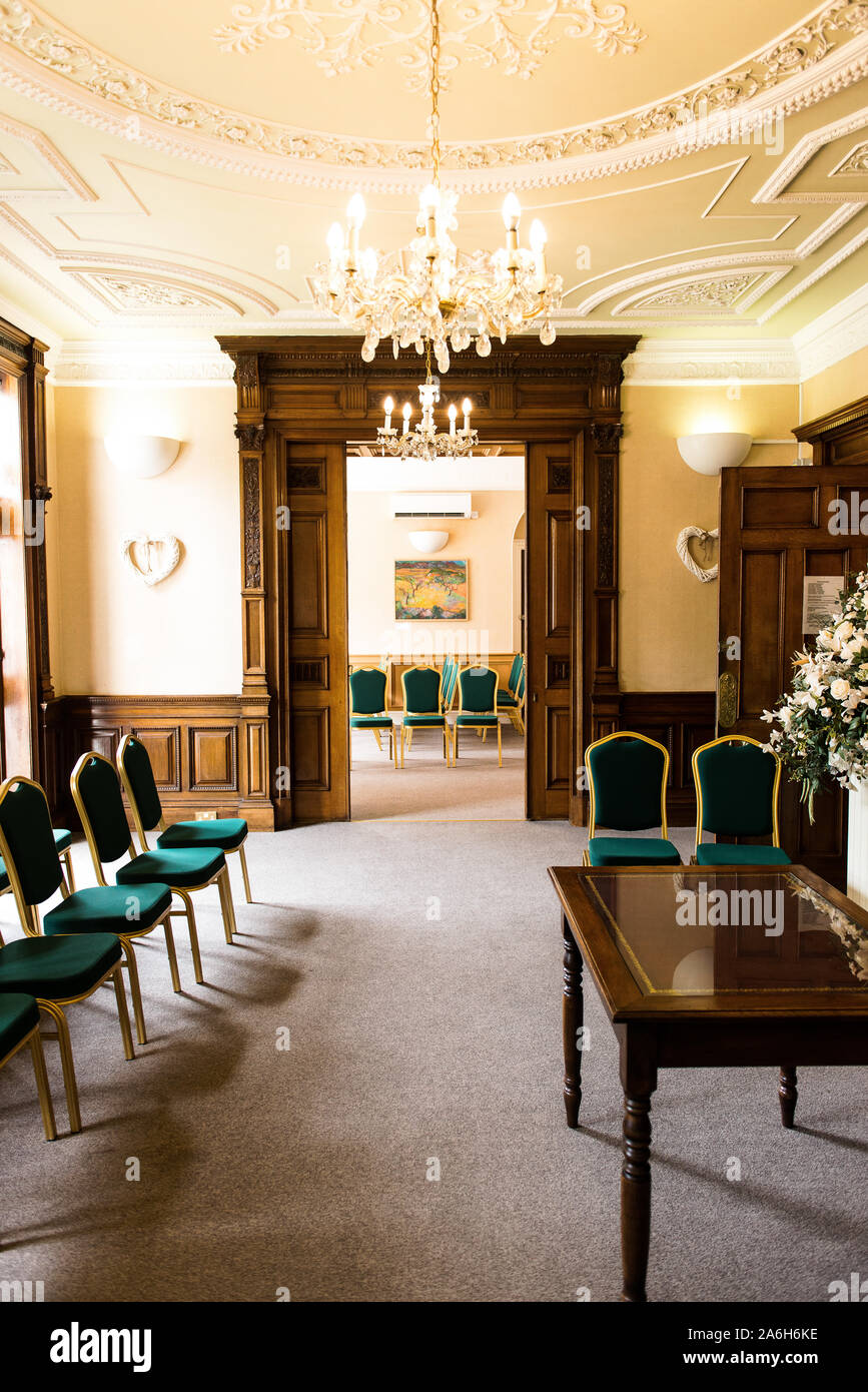 Une salle de mariage, pour la cérémonie de mariage lire Banque D'Images