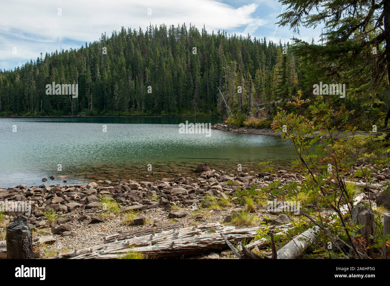 Inférieur du lac, l'un des dizaines de lacs alpins dans le lac Olallie Scenic Area, est une courte demi-mile randonnée sur le sentier du lac Poisson # 717 Banque D'Images