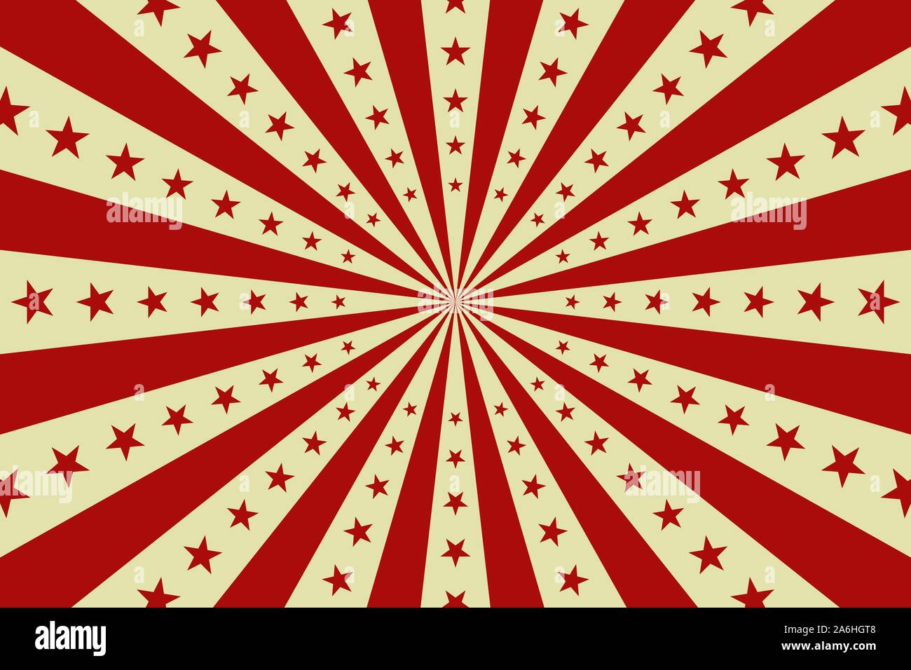Circus vintage background vector, cirque rouge affiche rétro avec des étoiles, cartoon carnival, papier peint Motif bande dessinée starburst Illustration de Vecteur
