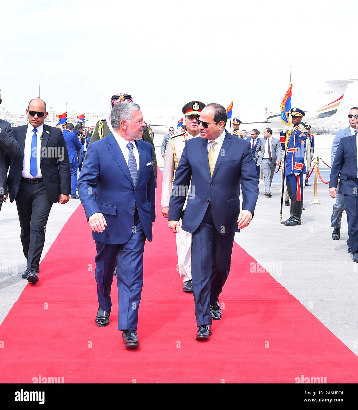 Le Caire, Égypte -- 9 octobre 2019 -- le roi Abdallah II de Jordanie a fait 1 journée de visite d'Etat en Egypte pour des entretiens avec le président égyptien Abdel Fatah al Sisi pour discuter des questions et des bilteral relations. (Photo) de la présidence égyptienne Banque D'Images
