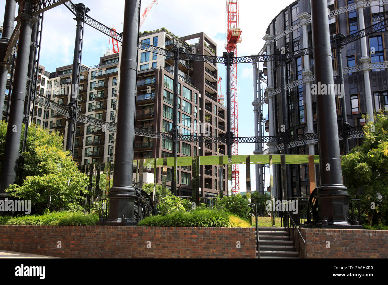 Gasholder Park, Camley Street, Kings Cross, Londres, Royaume-Uni Banque D'Images