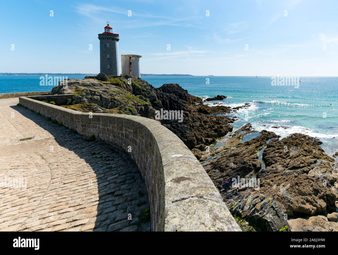 Plouzane / Finistère / France - 22 août 2019 : Le petit minou phare sur la côte bretonne Banque D'Images