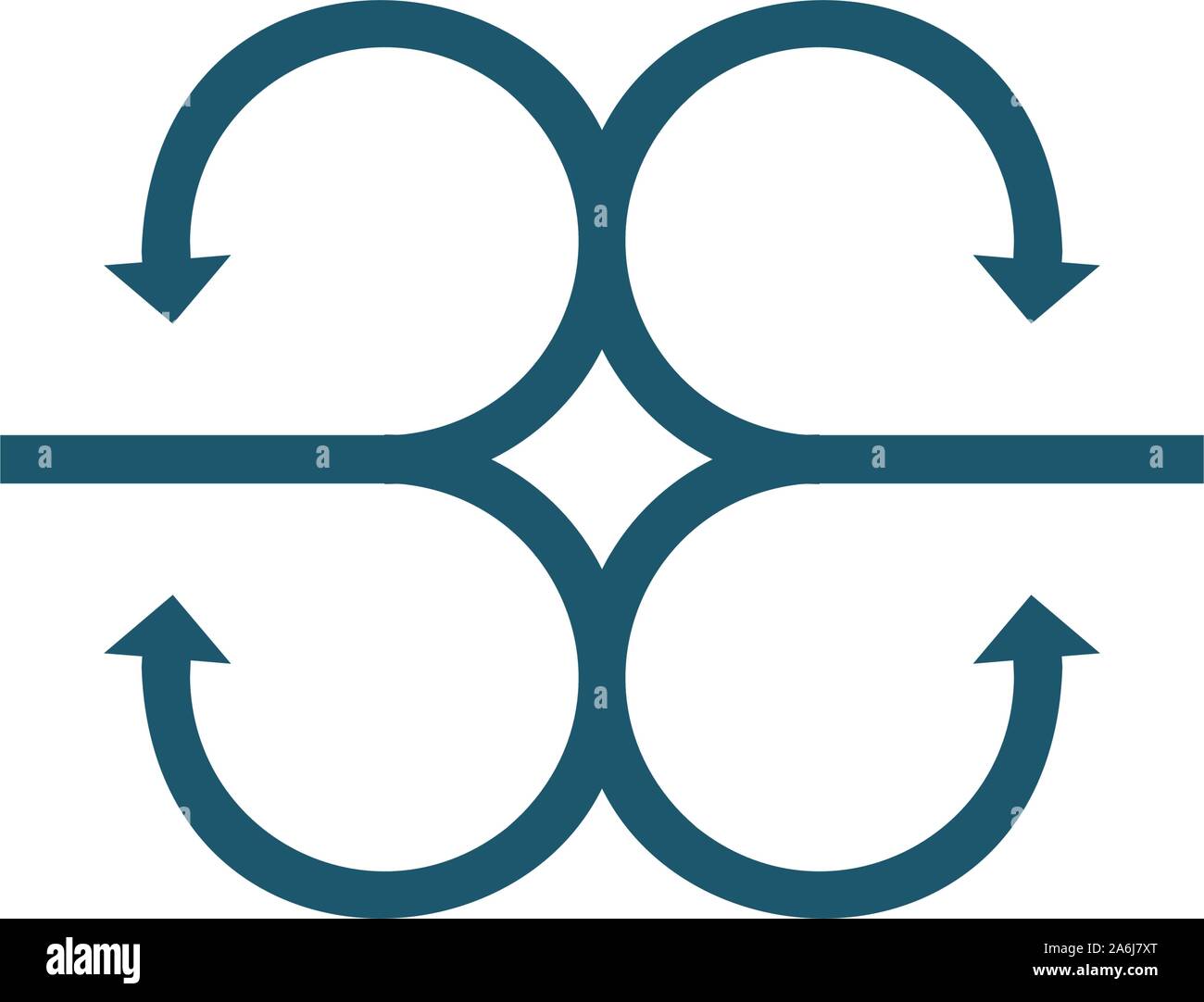 Quatre circulaires les flèches de direction. Peut être utilisé pour la signalisation routière ou le logo. Stock Vector illustration isolé sur fond blanc. Illustration de Vecteur