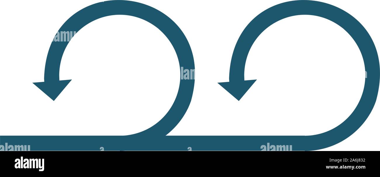 Demi-tour circulaire deux flèches directionnelles signe. Peut être utilisé pour la signalisation routière ou le logo. Stock Vector illustration isolé sur fond blanc. Illustration de Vecteur