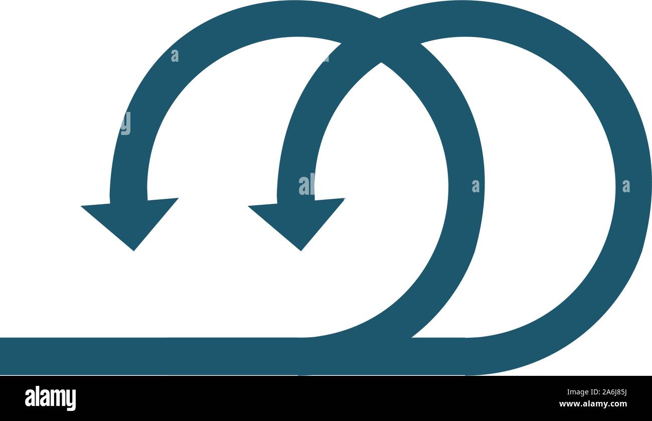 Demi-tour circulaire deux flèches directionnelles signe. Peut être utilisé pour la signalisation routière ou le logo. Stock Vector illustration isolé sur fond blanc. Illustration de Vecteur