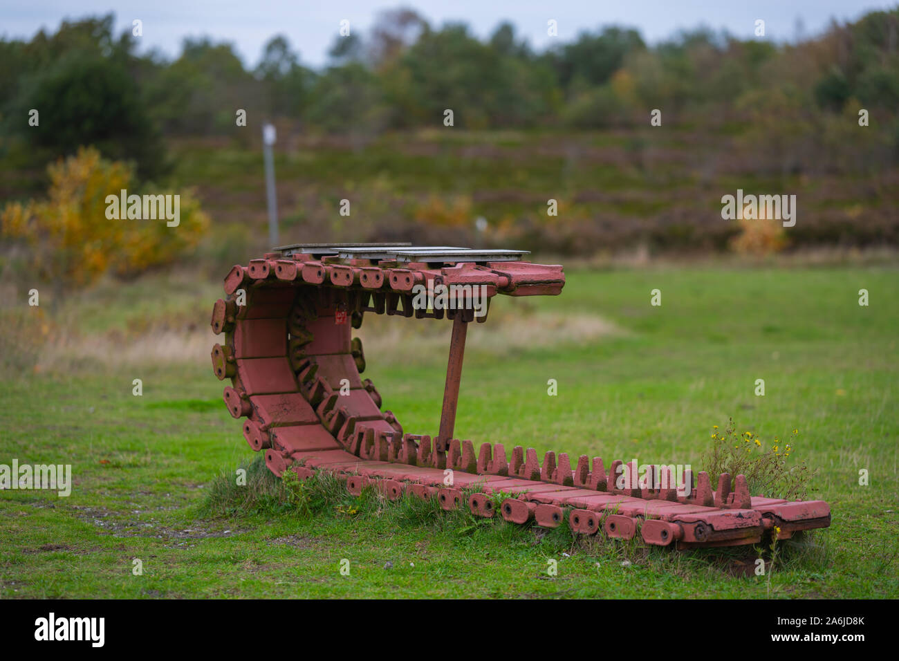 Cuxhaven, Basse-Saxe, Allemagne - le 26 octobre 2019 : une bordure colorée de la réserve naturelle de chaînage de landes côtières Cuxhaven Banque D'Images