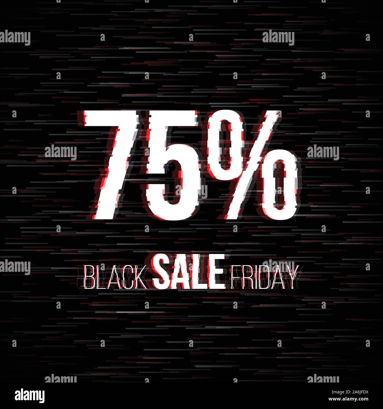 Le vendredi noir vente badge avec effet glitch Illustration de Vecteur