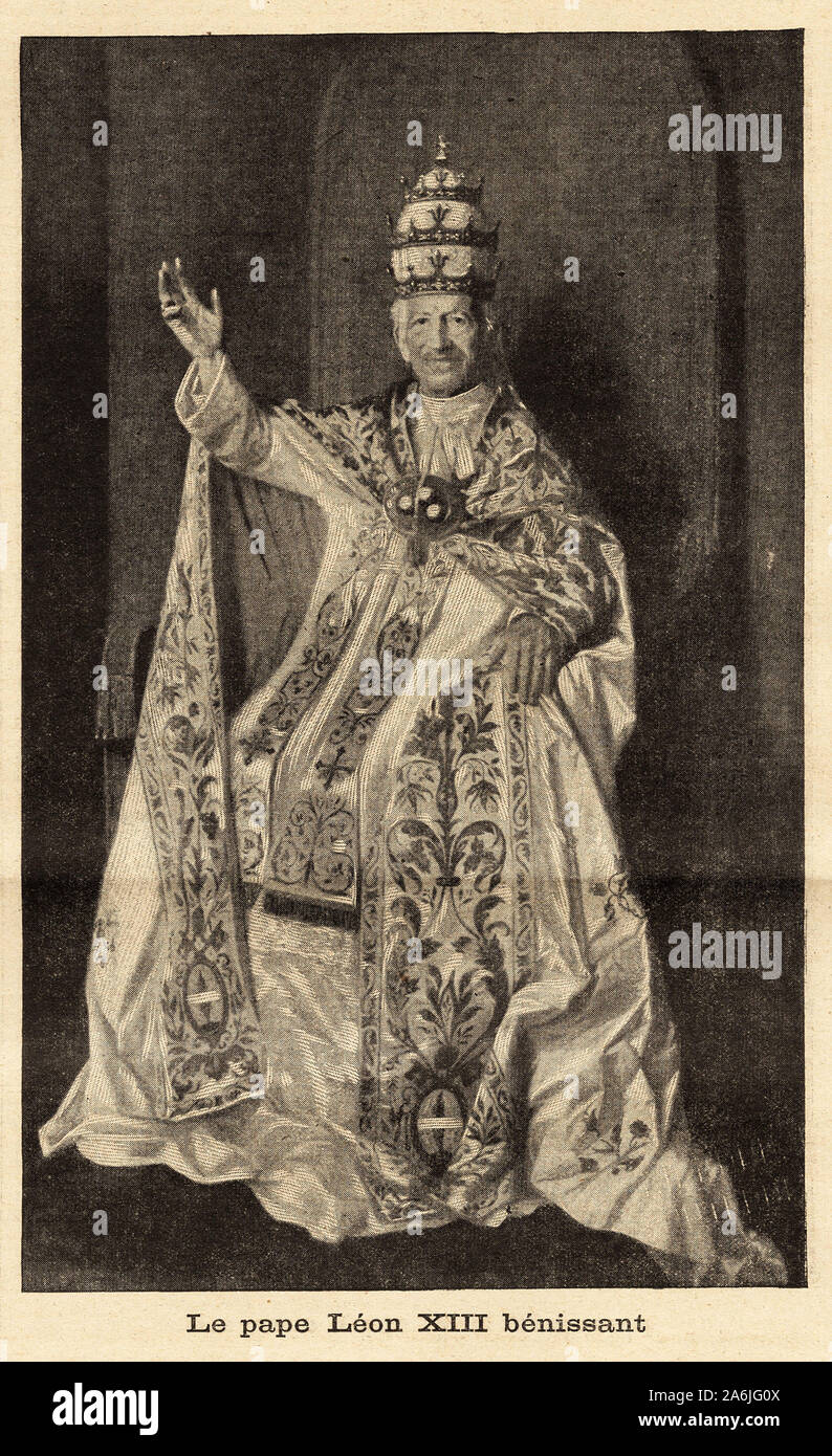 Portrait du pape Léon XIII ( 1810-1903), 256 ème pape de l'Eglise catholique. Gravure dans 'Le petit journal' 19/7/1903. Banque D'Images