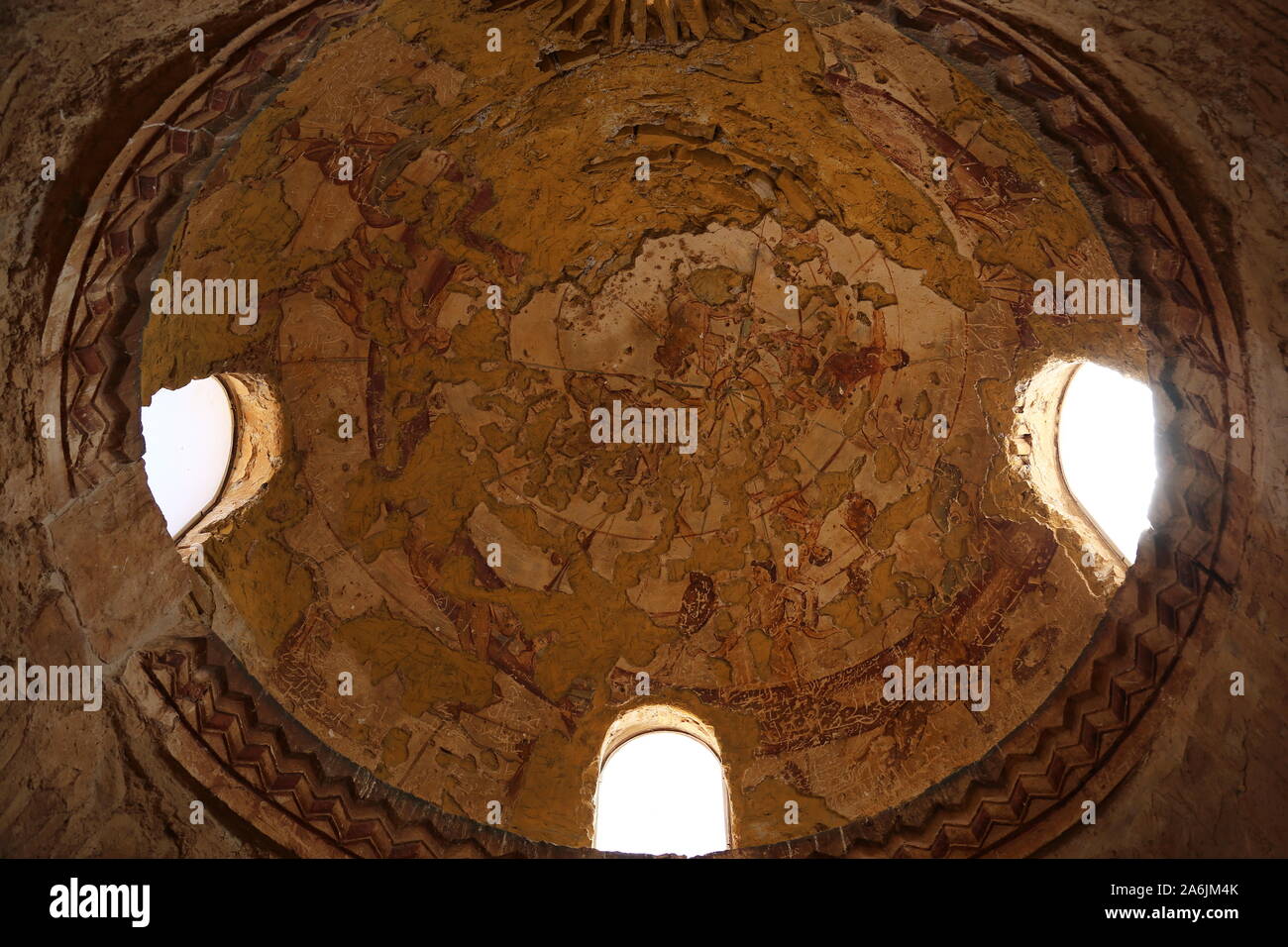 Caldarium fresque des constellations, Qusayr Amra, Umayyad période Desert Castle, UNESCO World Heritage site, Wadi Bumm, Jordanie, Moyen-Orient Banque D'Images