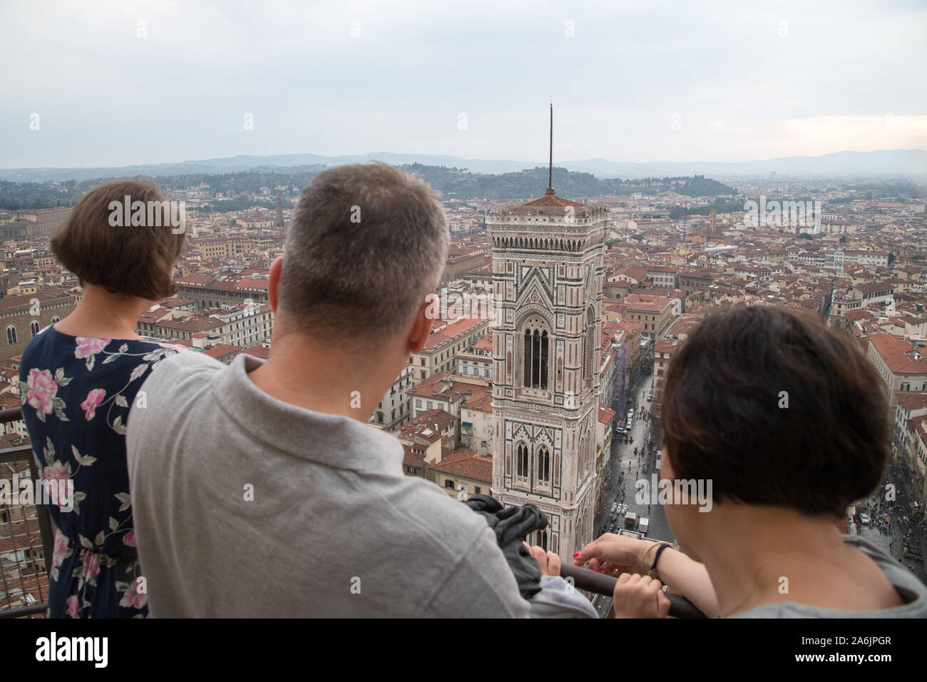 Gothique italien Campanile de Giotto (Giotto's Campanile) et gothique italien Cattedrale di Santa Maria del Fiore (la cathédrale de Florence de Saint Mary de th Banque D'Images