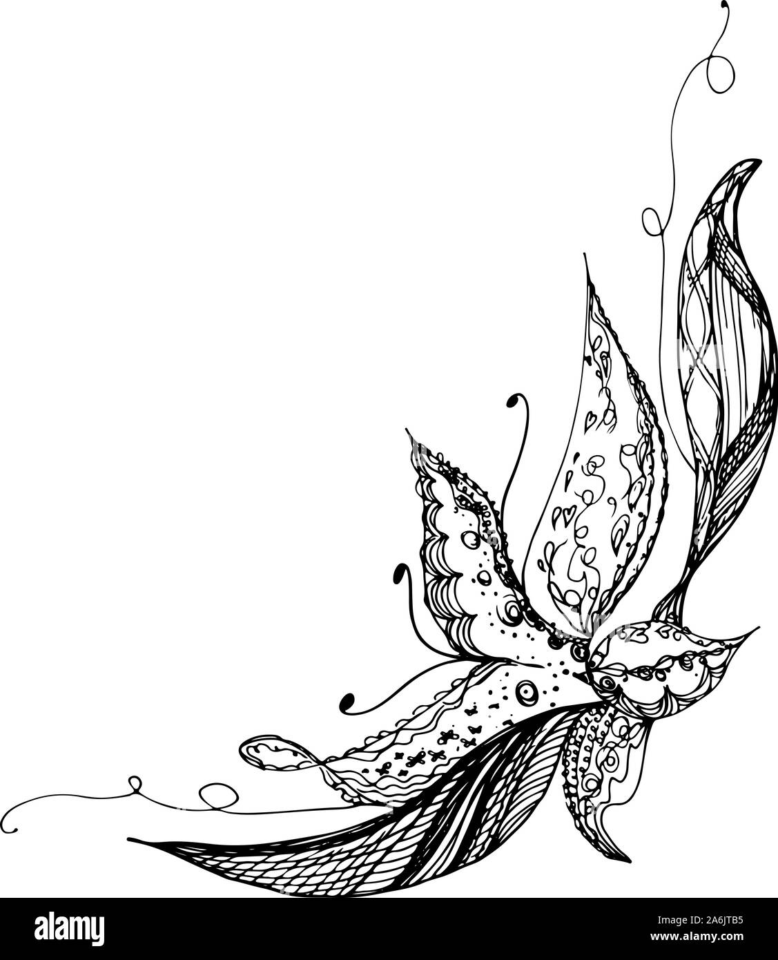 Dessinés à la main, gravée abstract orchid. Fleurs rétro contour main orchidée, grande conception pour tout usage. Contours vecteur. Arrière-plan de la nature. Scieries de pla Illustration de Vecteur