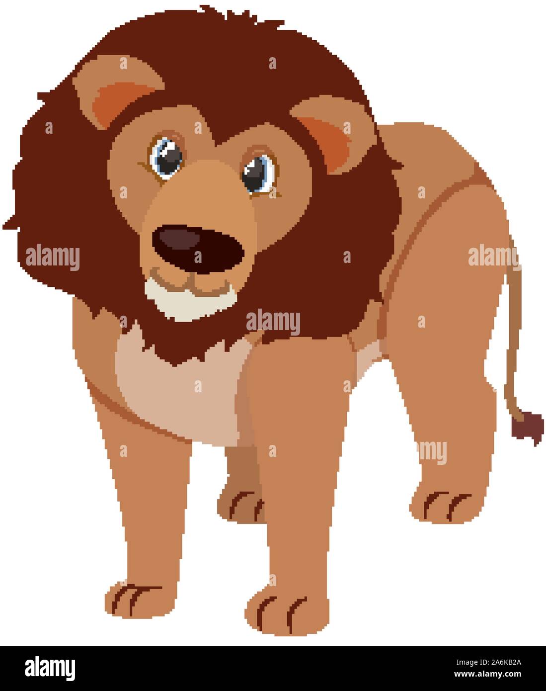 Caractère unique de cute lion sur fond blanc illustration Illustration de Vecteur