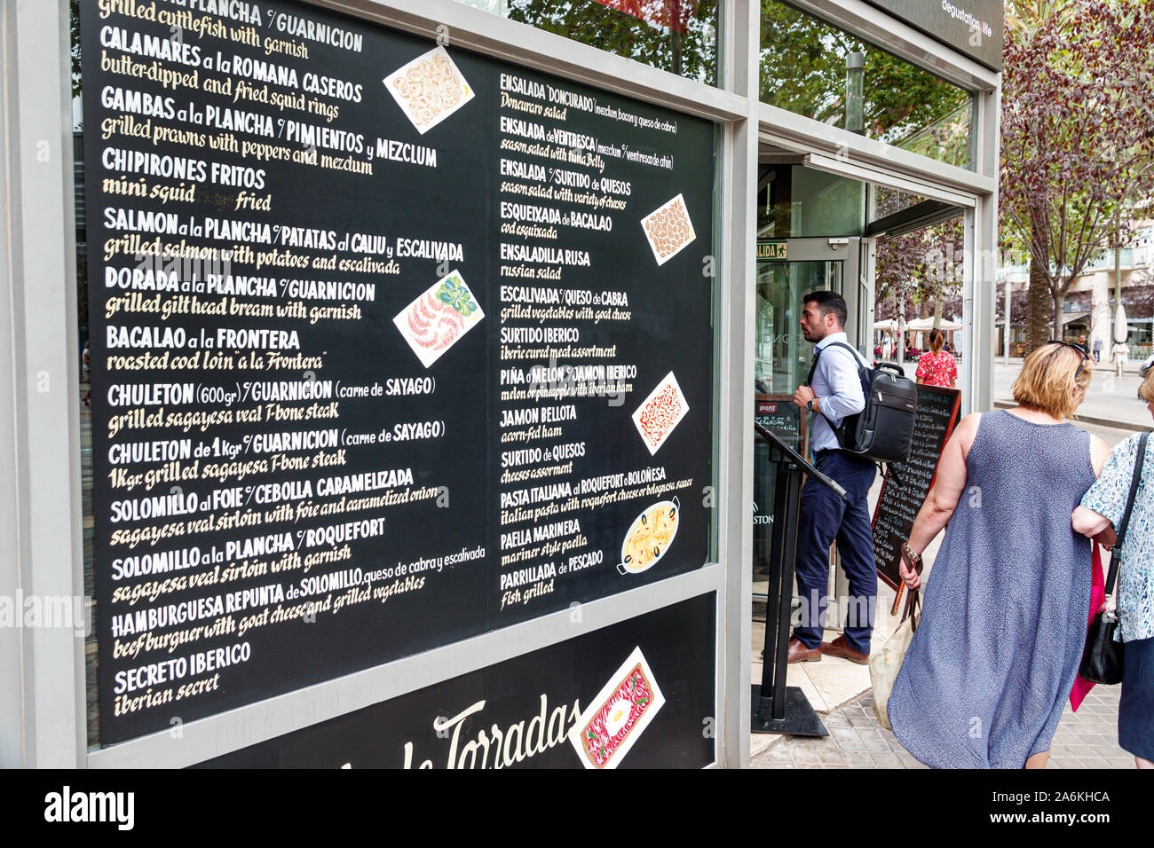 Barcelone Espagne, Catalogne Catalunya, El Poblenou, Rambla del Poblenou, Doncurado dégustation, restaurant restaurants repas manger dehors café cafés bistrot, Banque D'Images