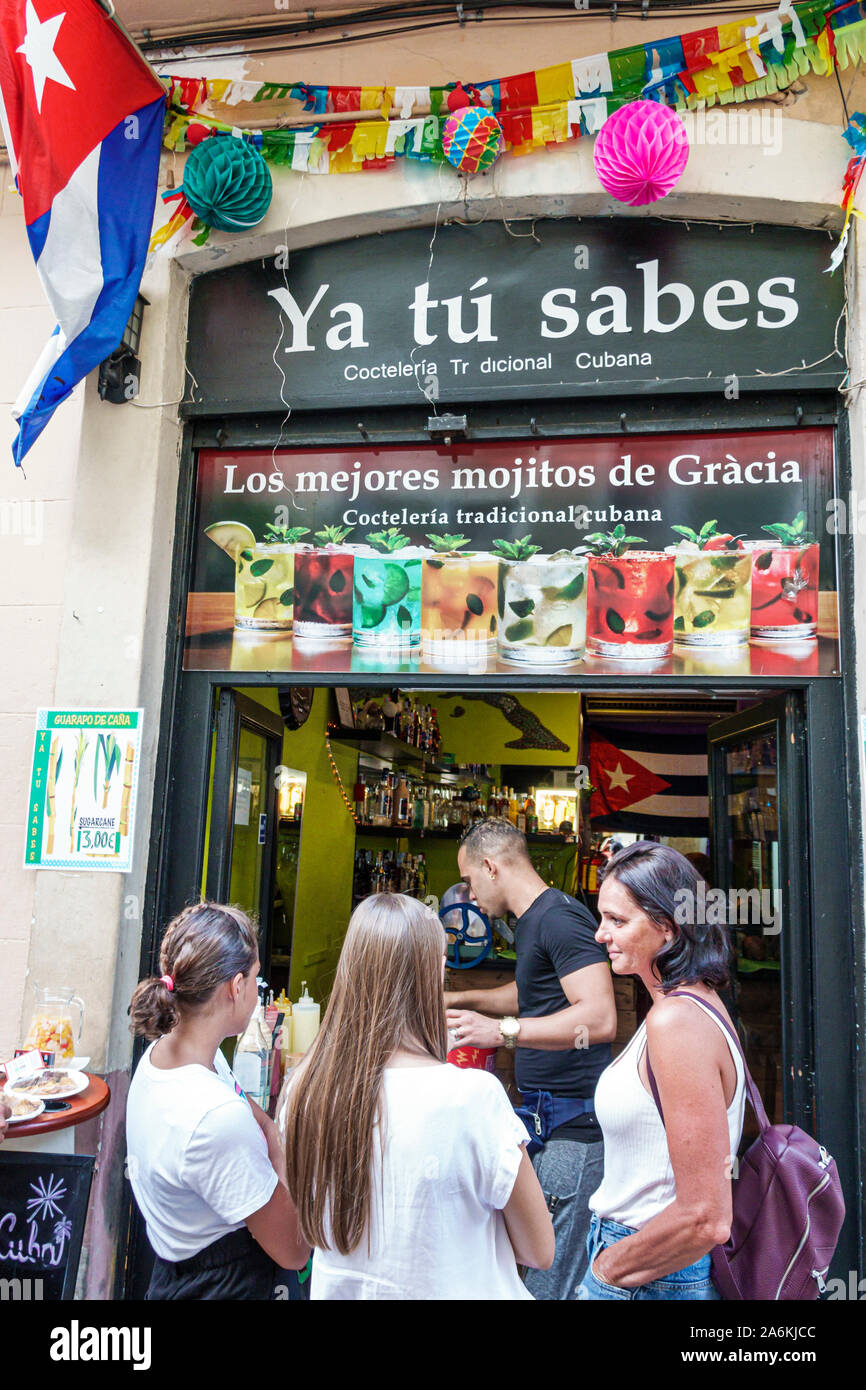 Barcelone Espagne, Catalogne Gracia, quartier, Festa Major de Gracia, Placa Plaza del sol, foire de festival de rue, ya Tu Sabes, bar à thème cubain, extérieur, moji Banque D'Images