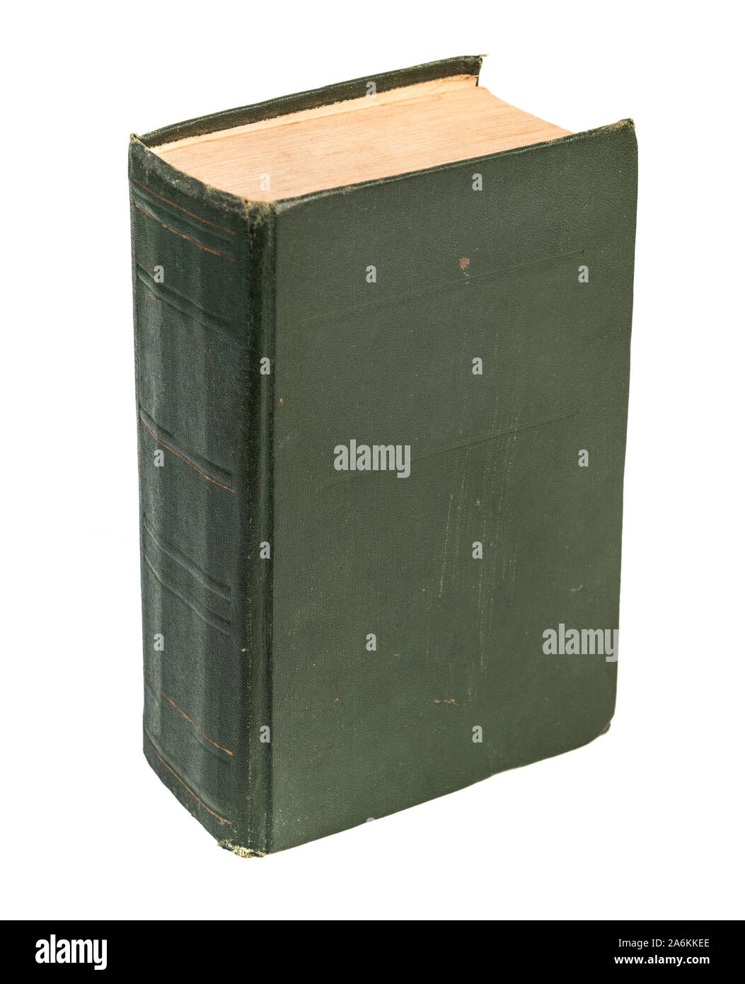 Couverture rigide épais sale vieux livre isolé sur blanc - dictionnaire, livre de référence, manuel,catalogue et plus Banque D'Images