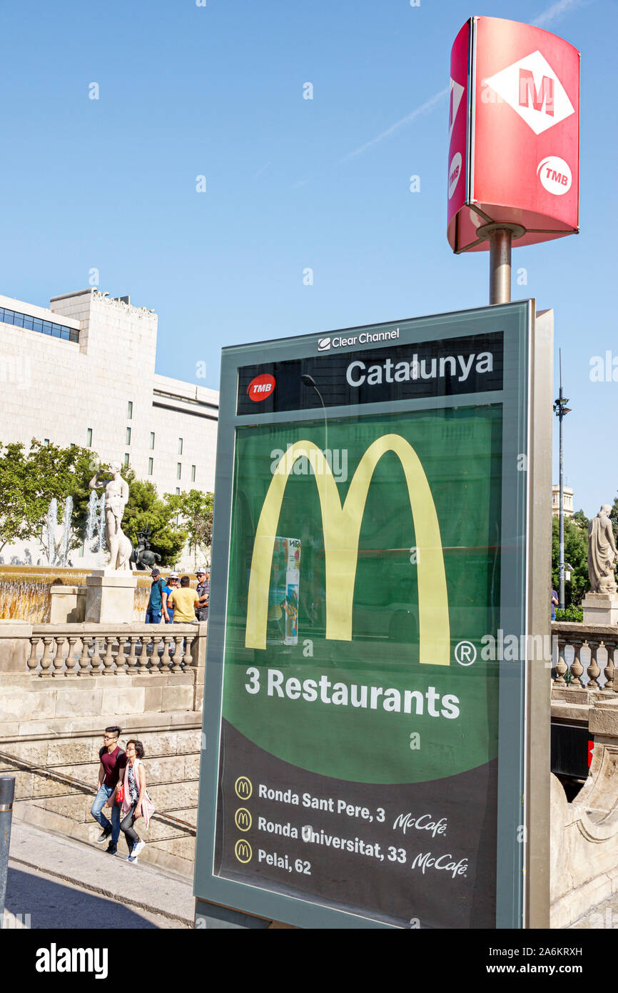 Barcelone Espagne,Catalogne Catalunya,Transports Metropolitans de Barcelona TMB,métro,métro,transport rapide,Plaza Placa de Catalunya station,entrée sta Banque D'Images