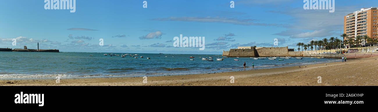 Playa La Caleta beach à Cadix Banque D'Images