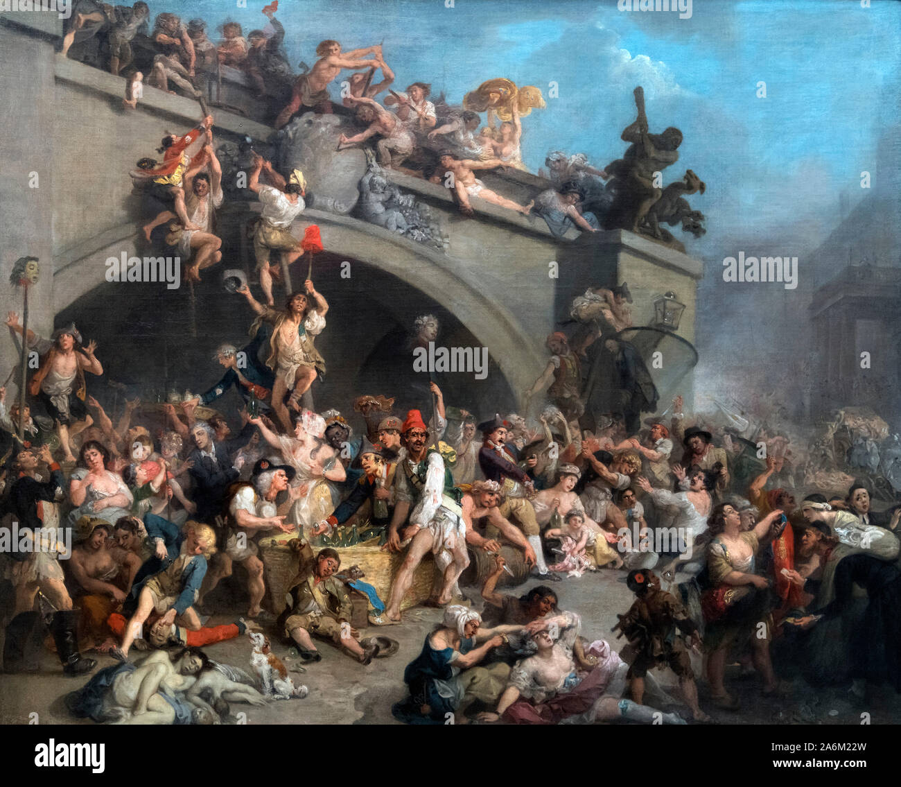 Piller la cave du roi à Paris par Johann Zoffany (1733-1810), huile sur toile, c.1793. Le tableau montre les citoyens français d'assaut le palais des Tuileries en août 1792, pendant la Révolution française. Banque D'Images