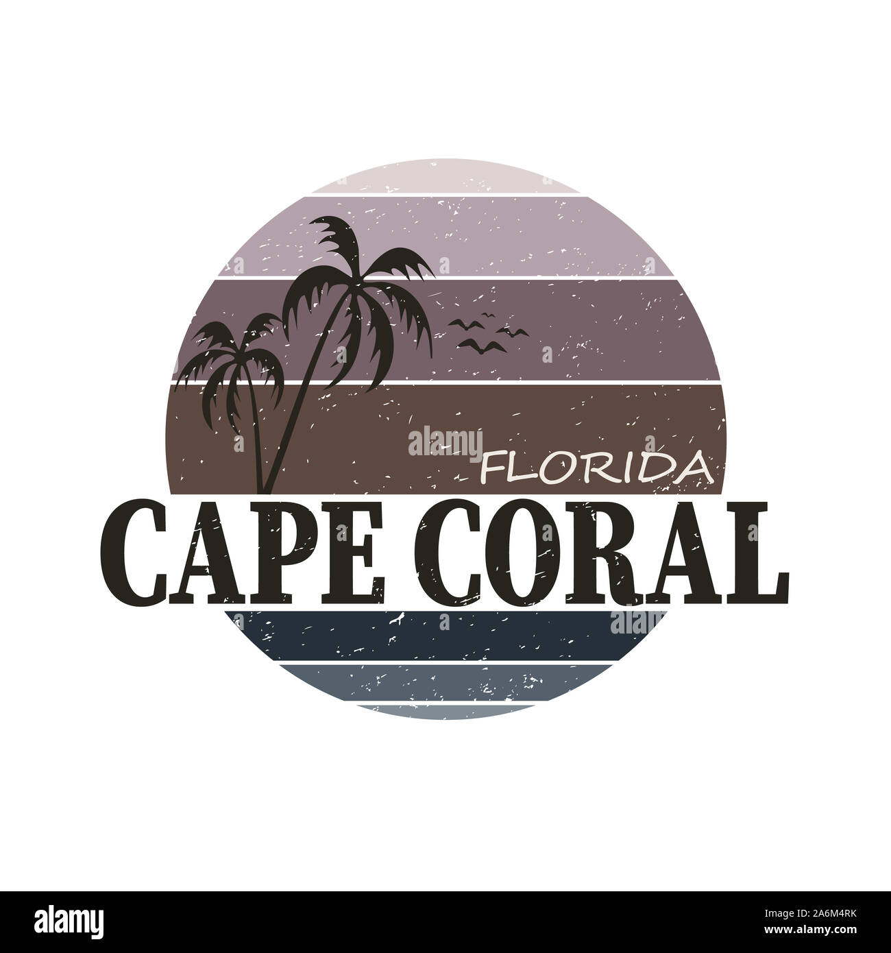 Illustration sur le thème de Cape Coral en Floride. Typographie, t-shirt graphique, affiche, flyer, bannière, carte postale Banque D'Images