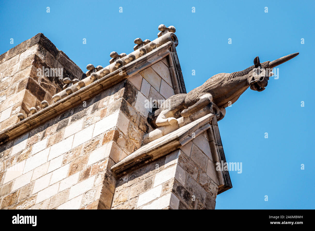 Barcelone Espagne, Catalogne Ciutat Vella, centre historique, quartier gothique, Cathédrale de la Sainte Croix et Saint Eulalia, Cathédrale catholique gothique romaine, exte Banque D'Images