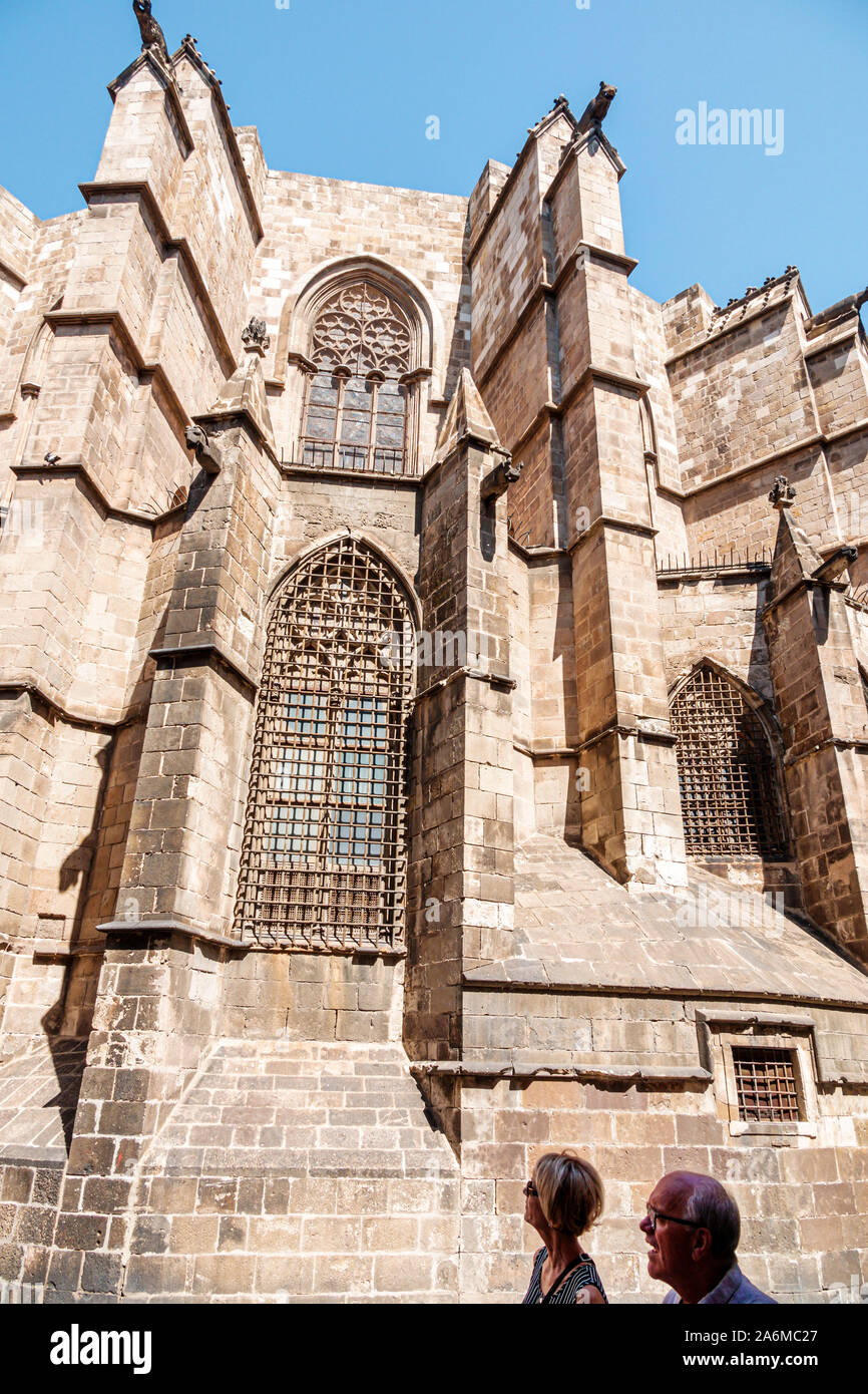 Barcelone Espagne,Catalogne Catalunya,Ciutat Vella,centre historique,quartier Gothique,Carrer de la Pietat,Cathédrale de la Sainte Croix et Saint Eulalia,Goth Banque D'Images
