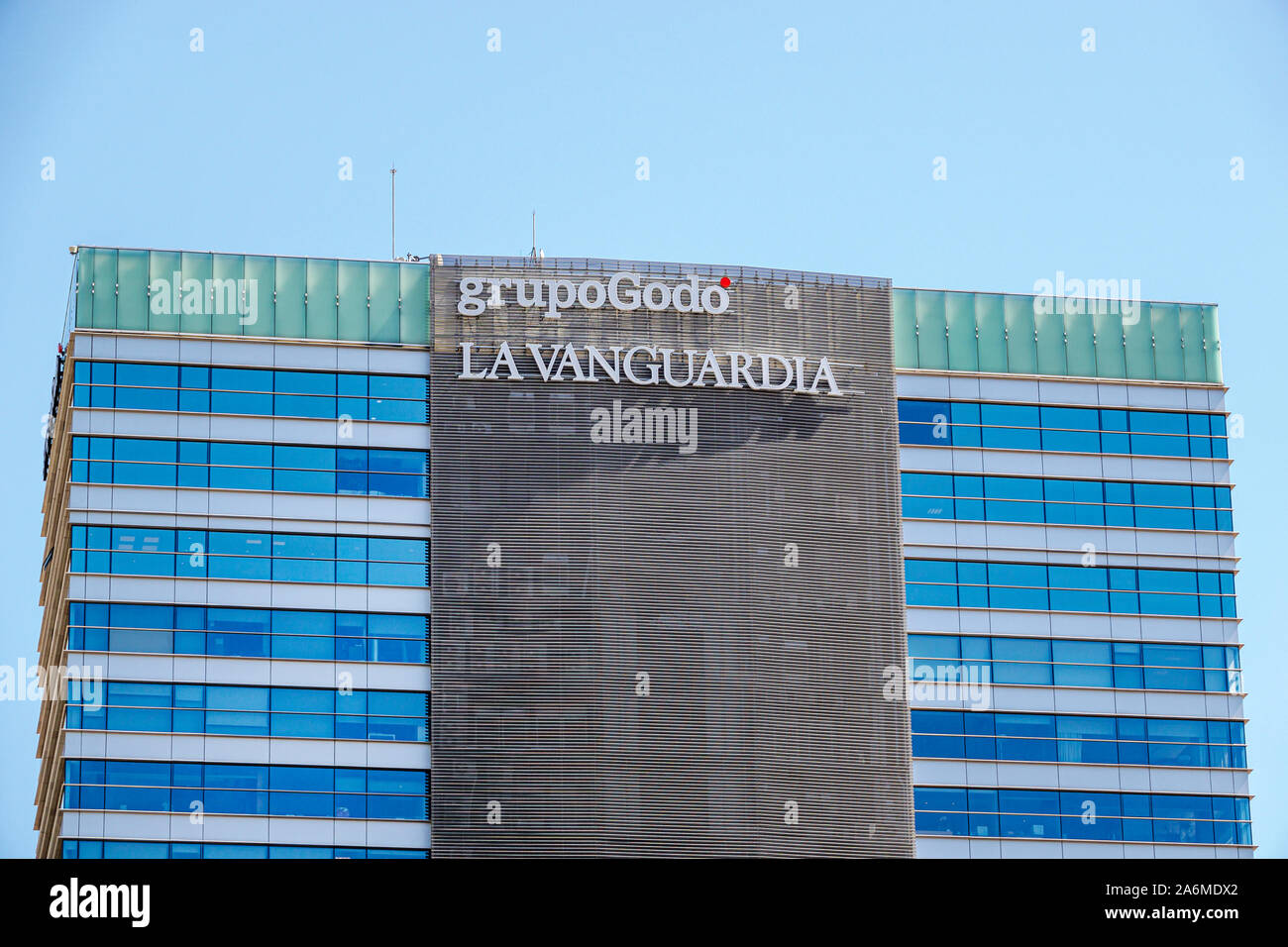 Barcelone Espagne,Catalogne les Corts,Avinguda Diagonal,Grupo Godo la Vanguardia,quotidien presse d'édition,siège, immeuble de bureaux skyscrape Banque D'Images