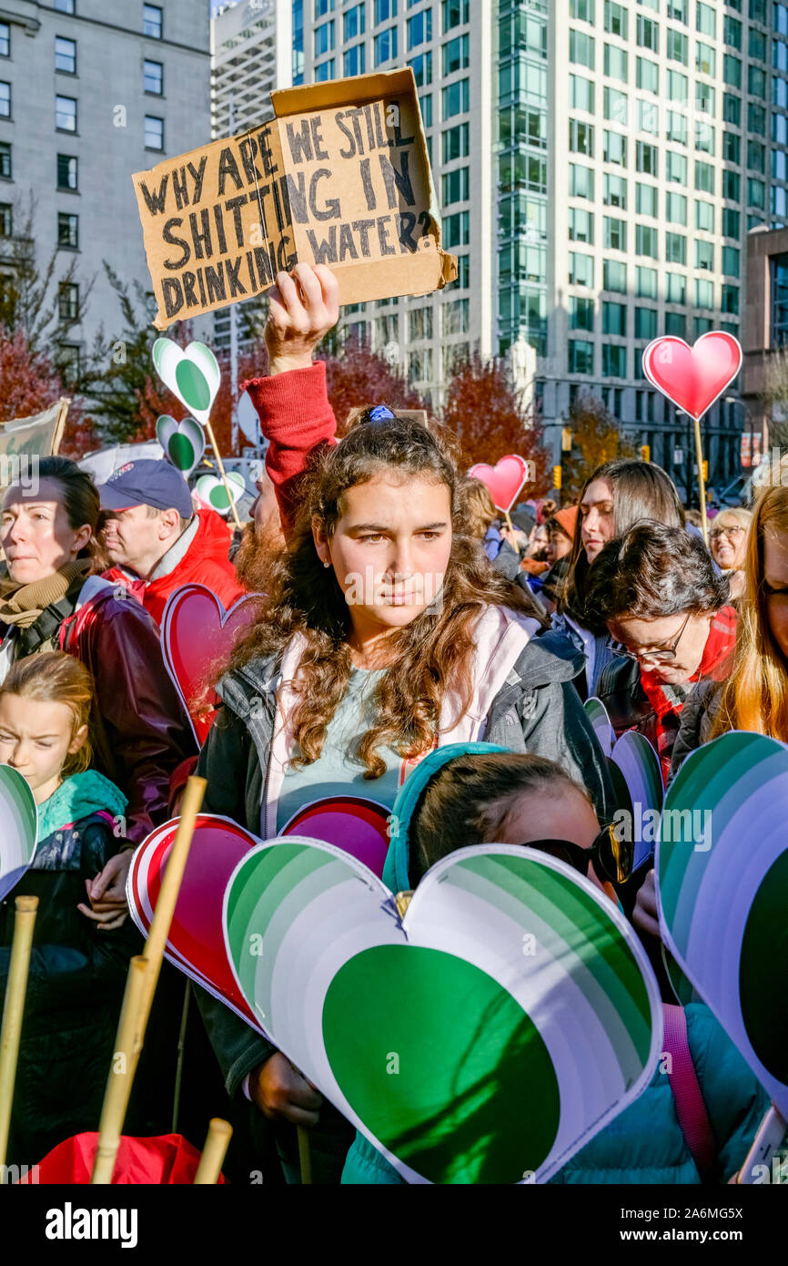 Grève climatique avec Greta Thunberg, Vancouver, British Columbia, Canada Banque D'Images