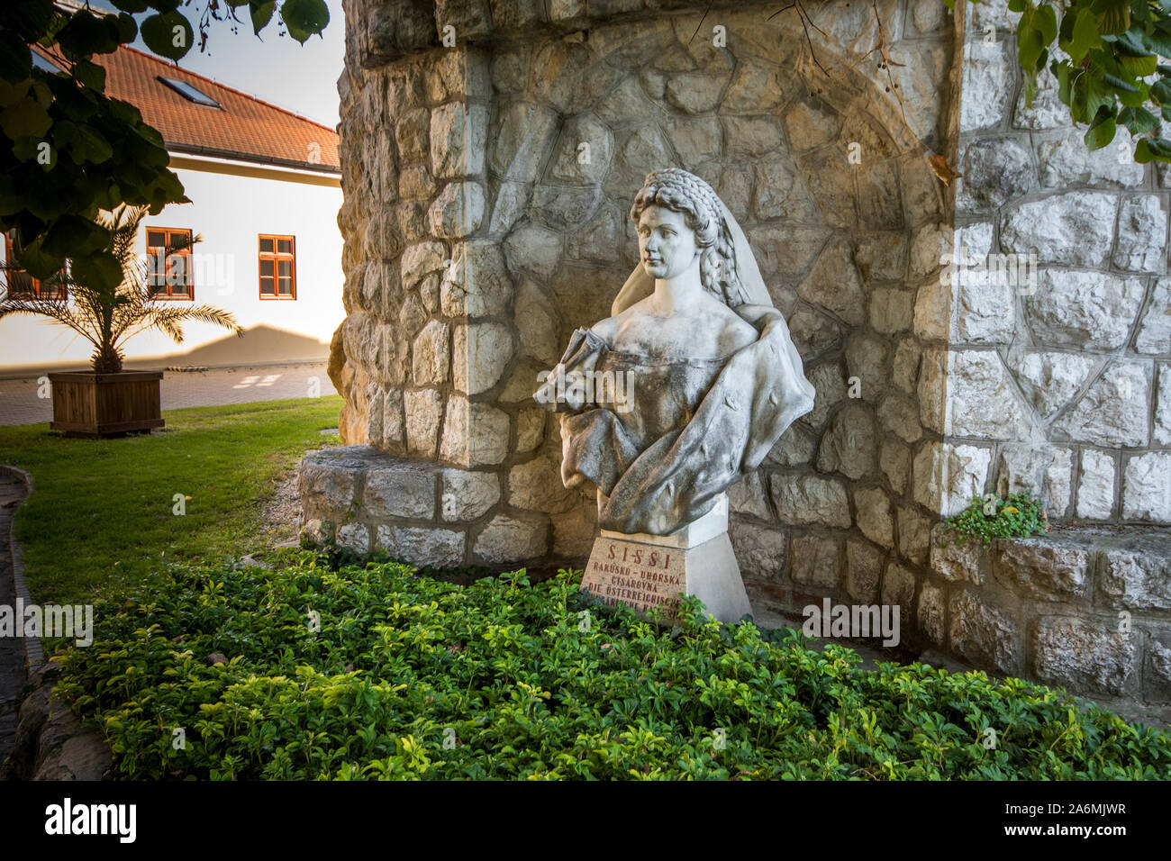 Piestany Spa, buste de Sissi, l'impératrice d'Autriche-Hongrie Banque D'Images