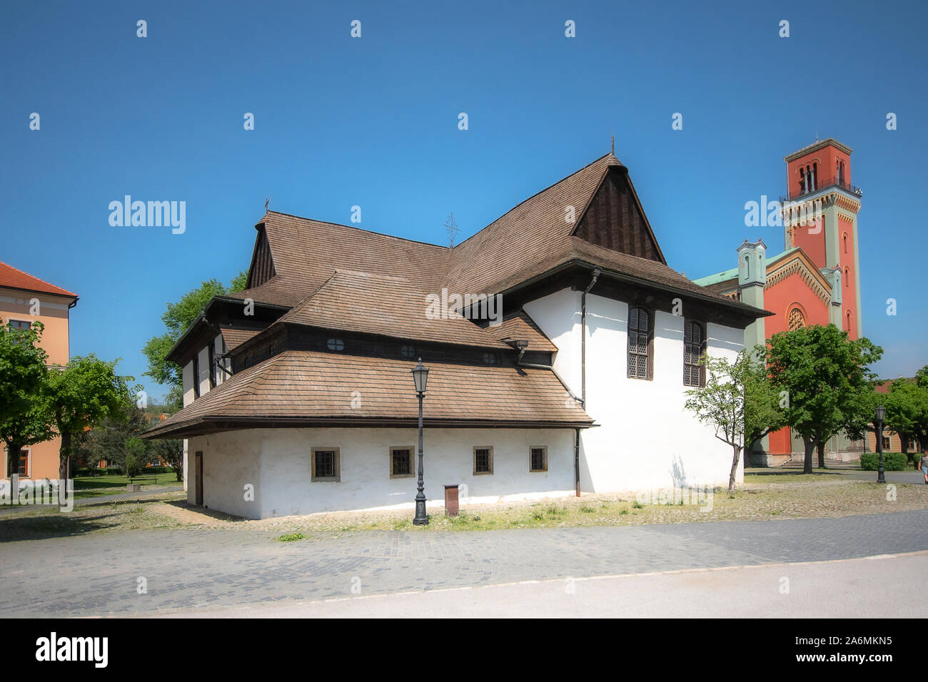 Église évangélique en bois, articulaire. UNESCO World Heritage site, Kežmarok, Slovaquie Banque D'Images