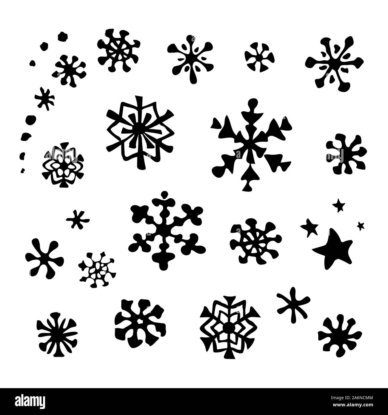 Flocons de Noël sur le fond blanc. Illustration de Vecteur