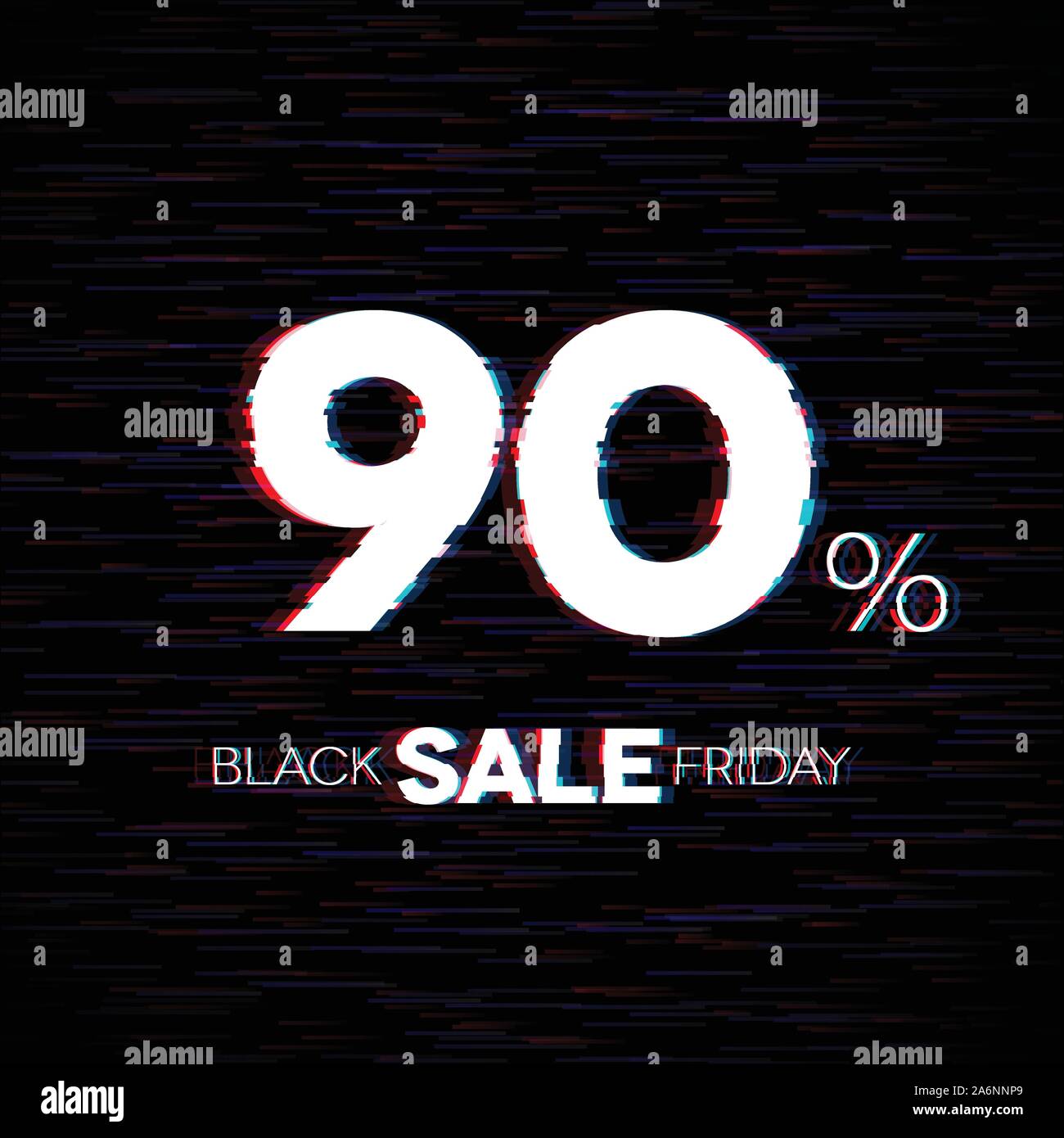 Le vendredi noir vente badge avec effet glitch Illustration de Vecteur