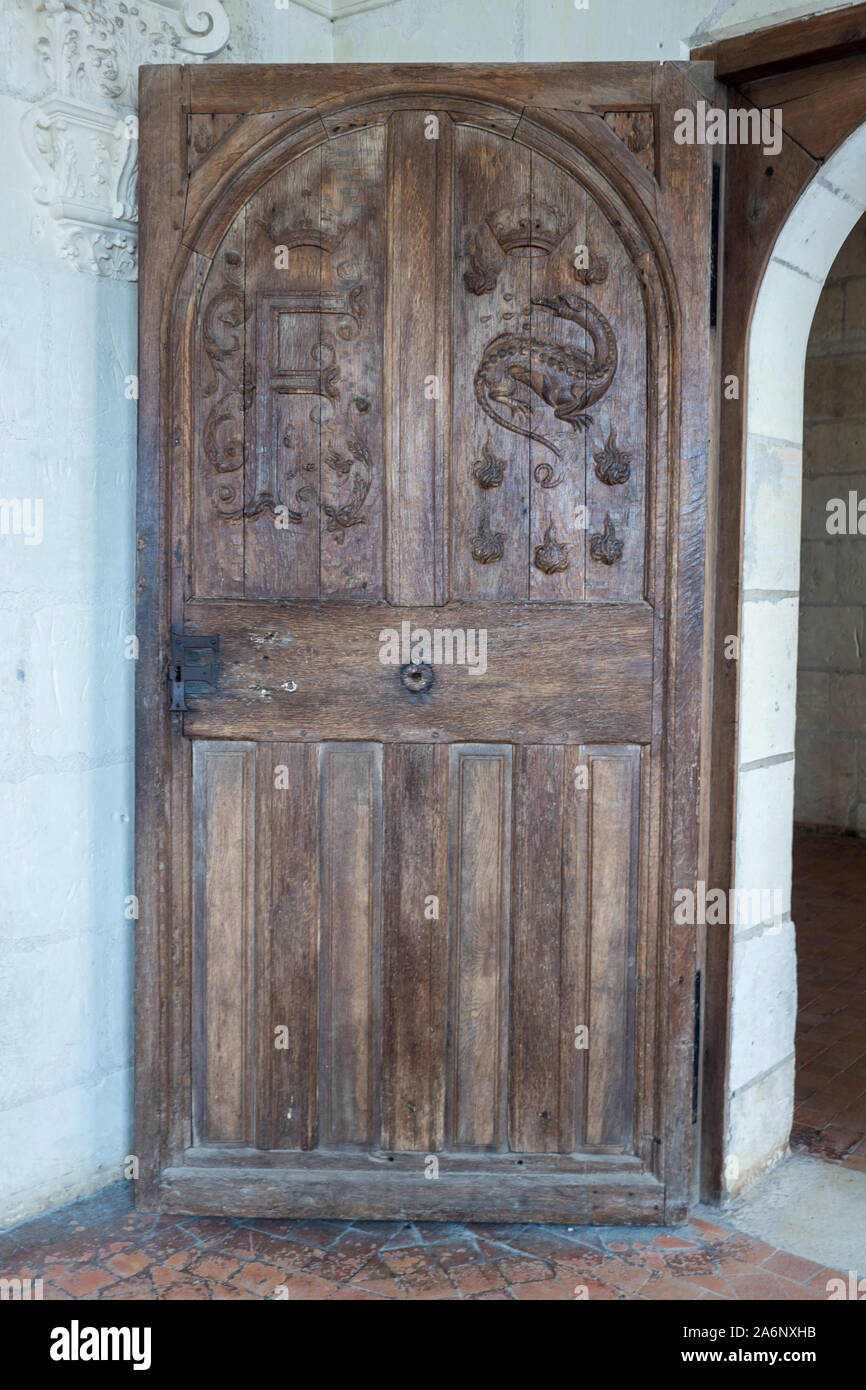 Porte médiévale du château de Chambord, dans la vallée de la Loire, France Banque D'Images