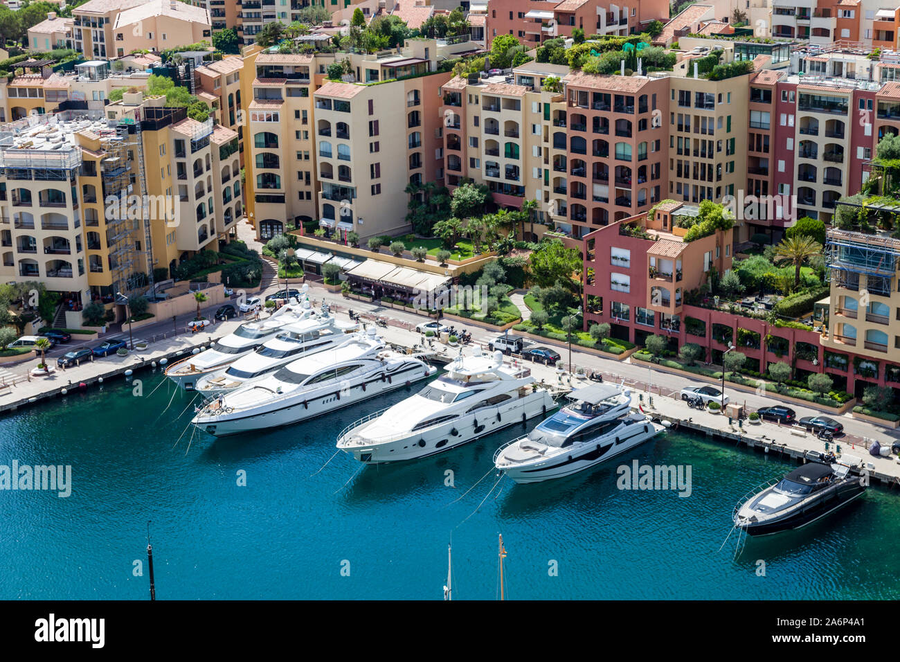 Vue sur le port de Fontvieille, Monaco Banque D'Images