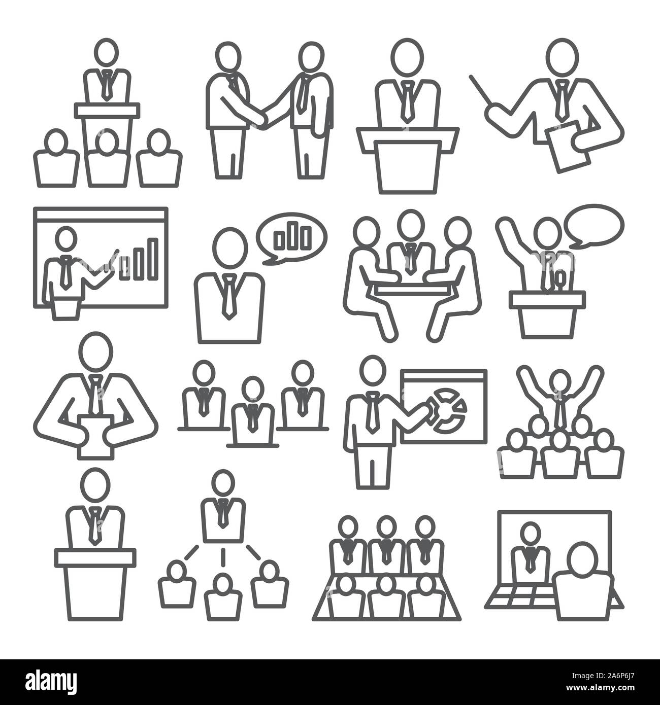 Ligne conférence icons set sur fond blanc Illustration de Vecteur Ligne conférence icons set sur fond blanc Illustration de Vecteur