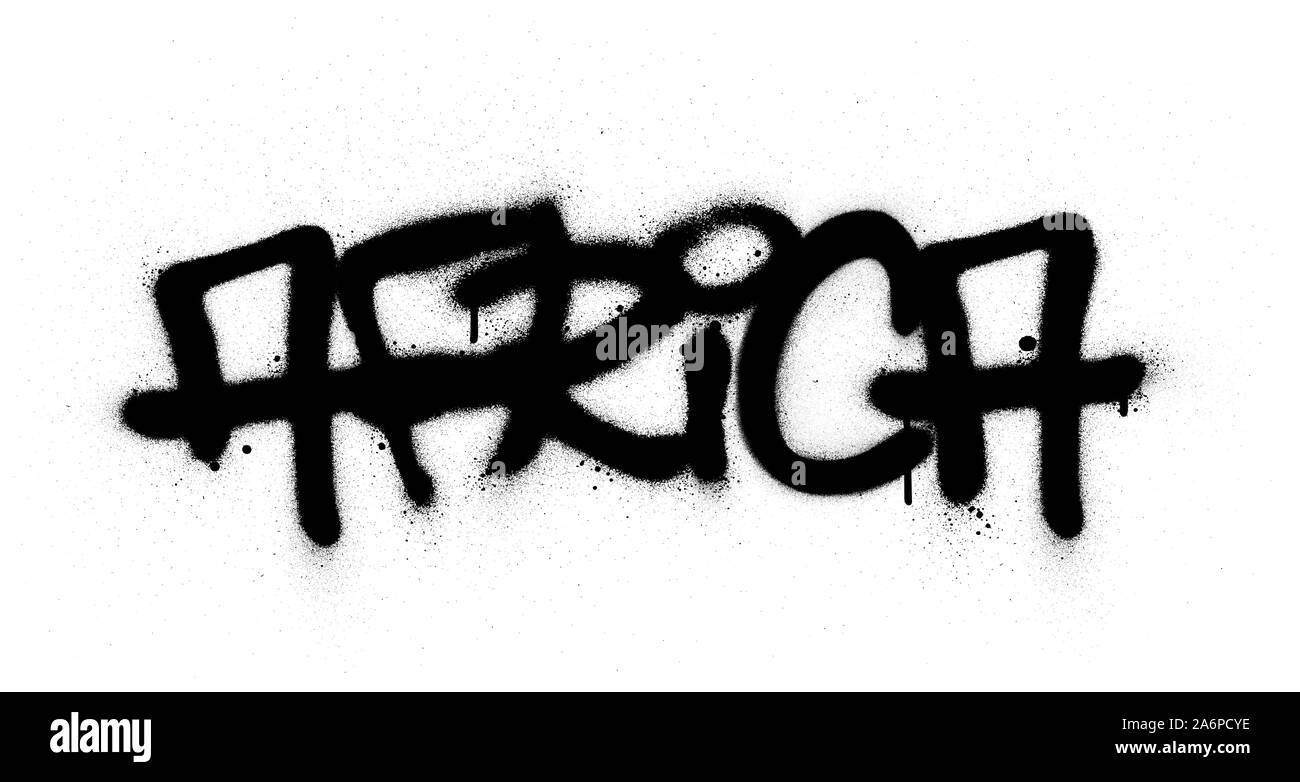 Afrique graffiti mot pulvérisé en noir sur fond blanc Illustration de Vecteur