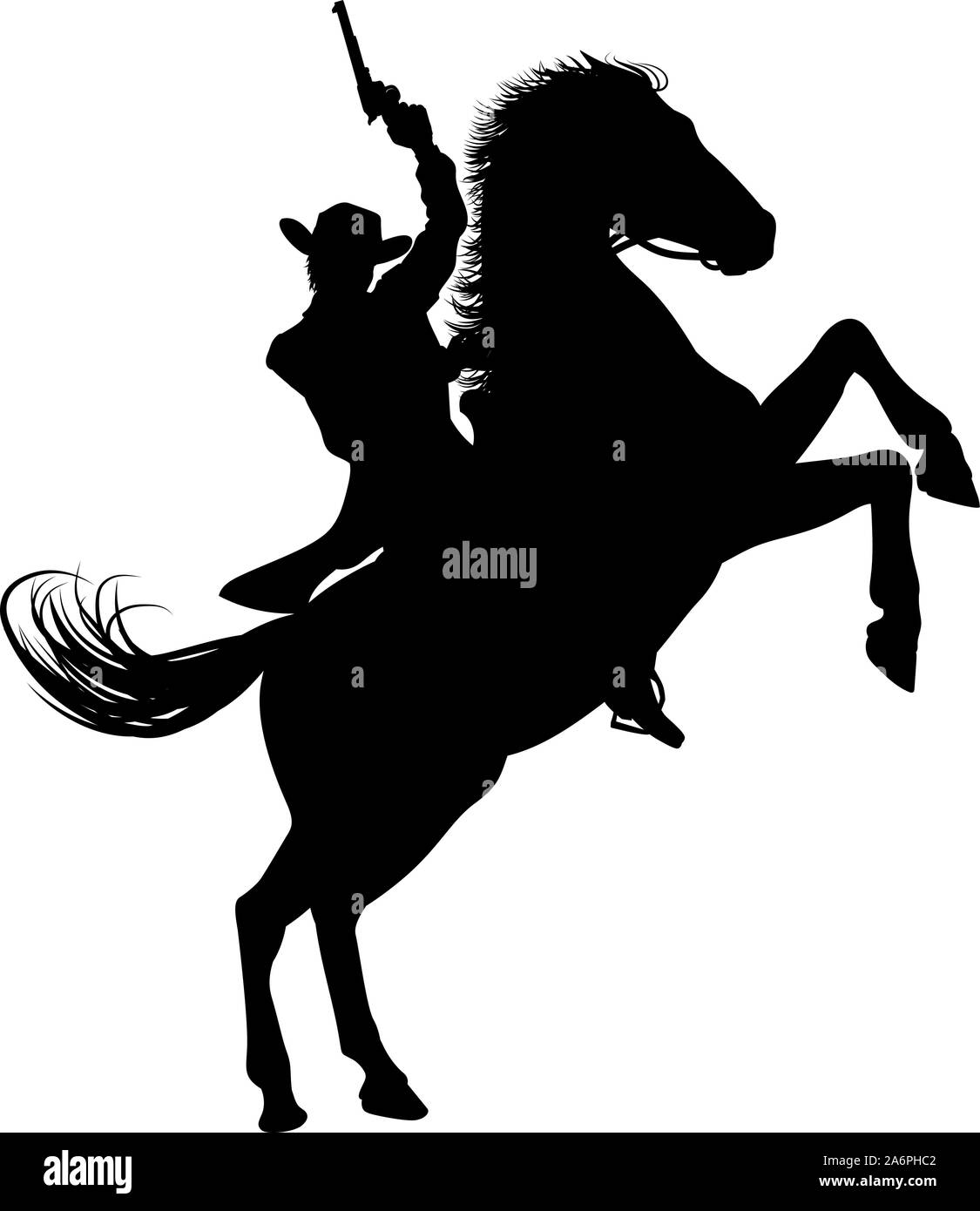 Cowboy Riding Horse Silhouette Illustration de Vecteur