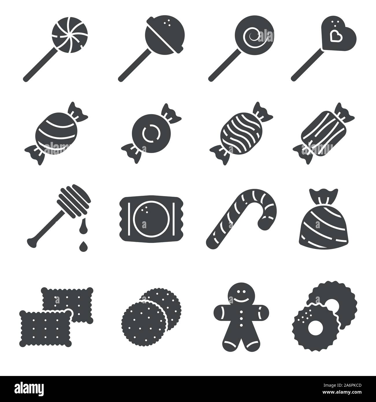 Les sucreries et bonbons icon set sur fond blanc Illustration de Vecteur