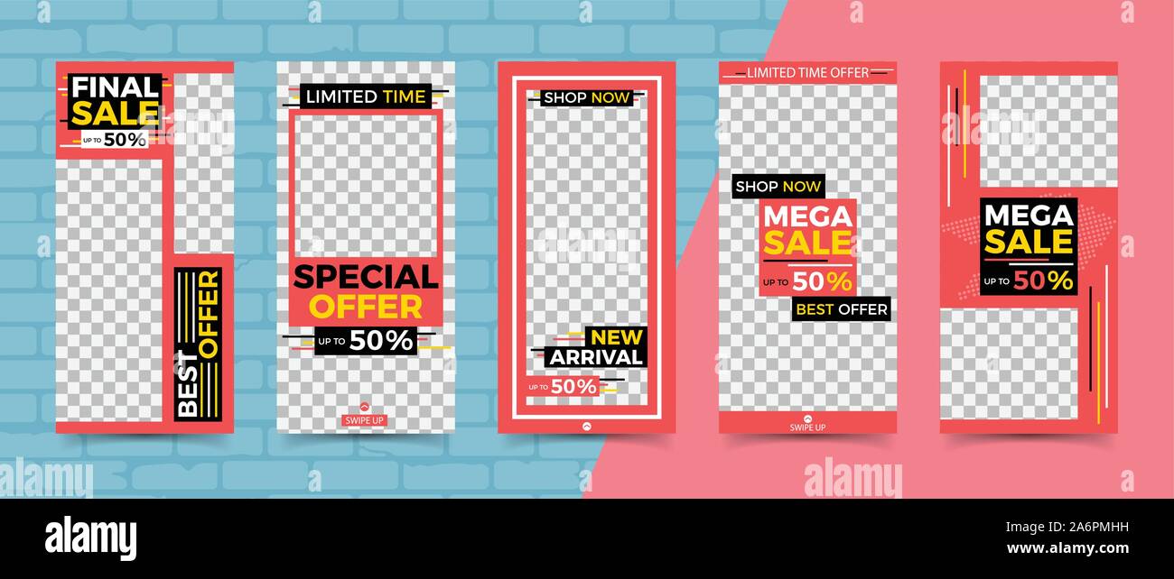 Réseau social Stories Templates Illustration de Vecteur