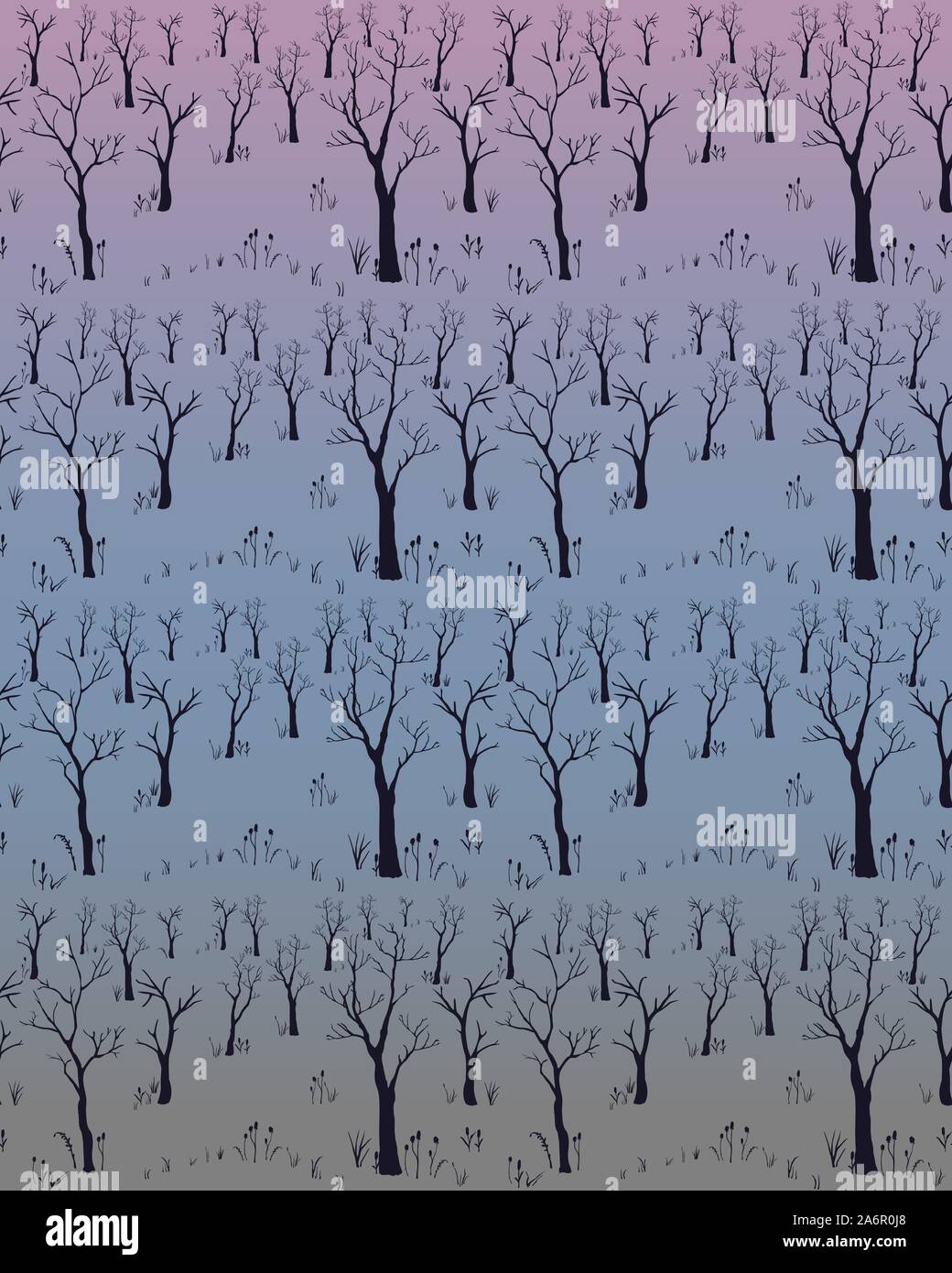 Les arbres. Noël arrière-plan hiver paysage avec arbres. Conception à la main. Vector Illustration. Carte de vacances. Pour les cartes, plans, papier peint, wrap Illustration de Vecteur