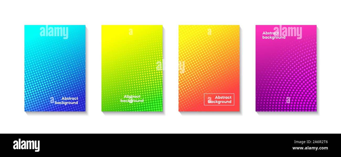 Demi-teinte colorée. vector Série de toiles abstraites gradient en pointillés. Couvrir, poster des modèles minimaux Illustration de Vecteur