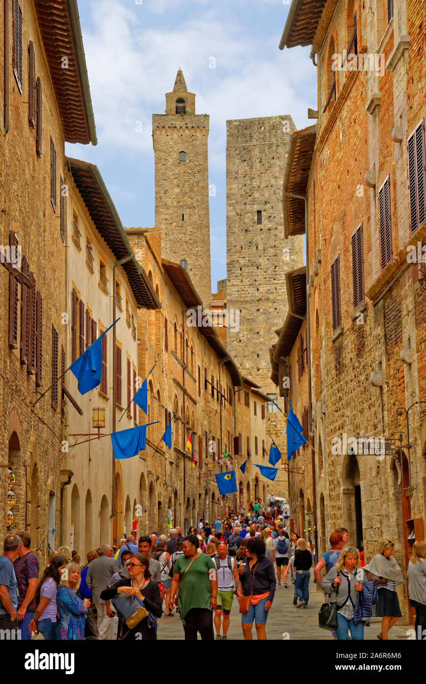 San Gimignano, Sienne, Toscane, Italie. Banque D'Images